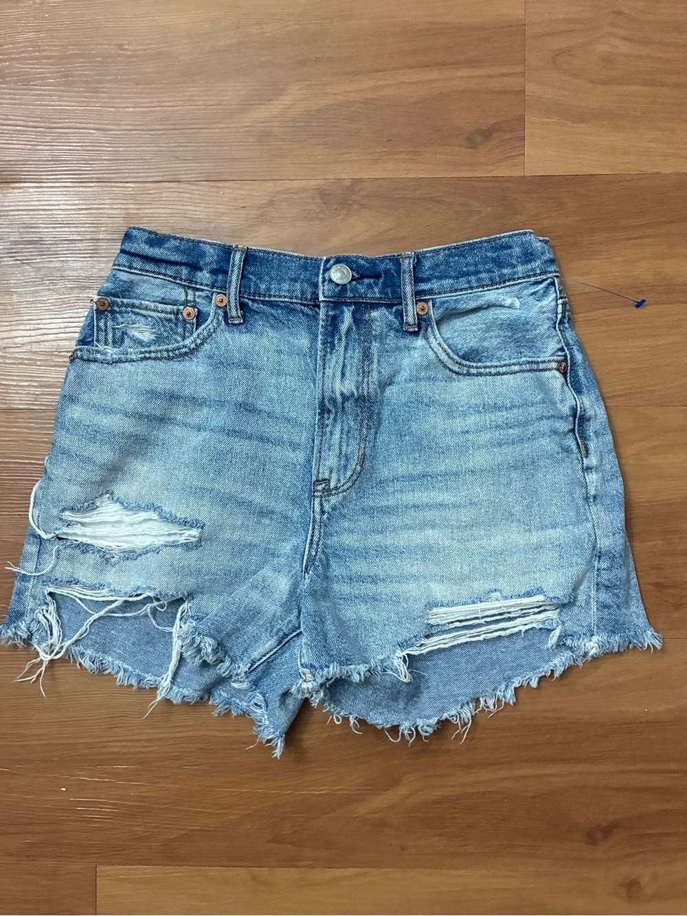 American Eagle Outfitters Light Blue Distressed Denim Shorts